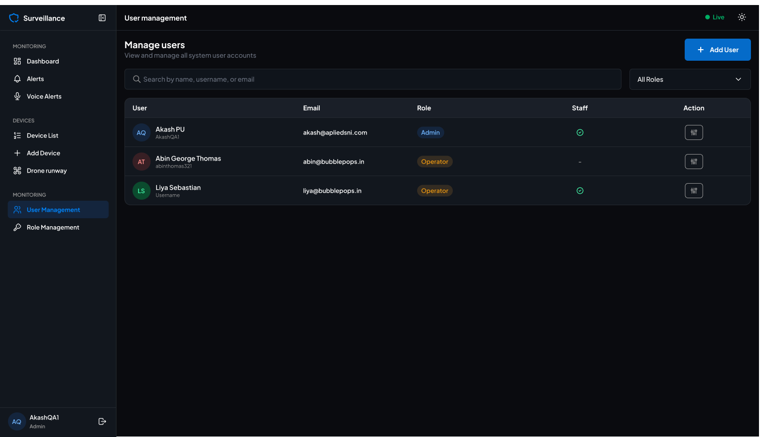 New role management table